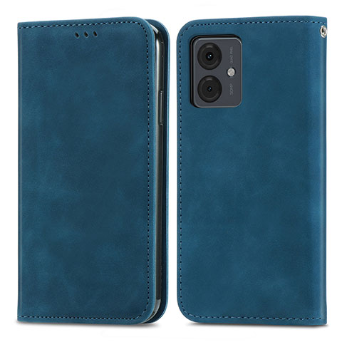 Custodia Portafoglio In Pelle Cover con Supporto S04D per Motorola Moto G14 Blu