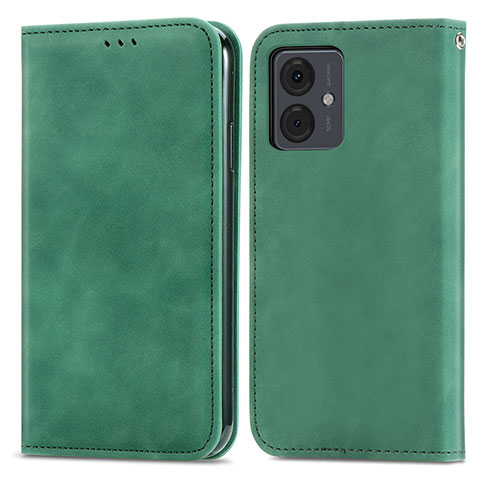 Custodia Portafoglio In Pelle Cover con Supporto S04D per Motorola Moto G14 Verde