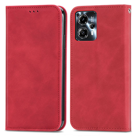 Custodia Portafoglio In Pelle Cover con Supporto S04D per Motorola Moto G23 Rosso