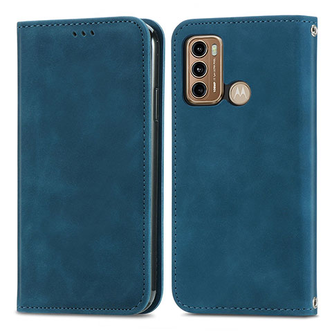 Custodia Portafoglio In Pelle Cover con Supporto S04D per Motorola Moto G40 Fusion Blu