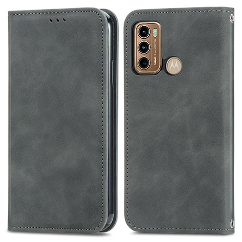 Custodia Portafoglio In Pelle Cover con Supporto S04D per Motorola Moto G40 Fusion Grigio