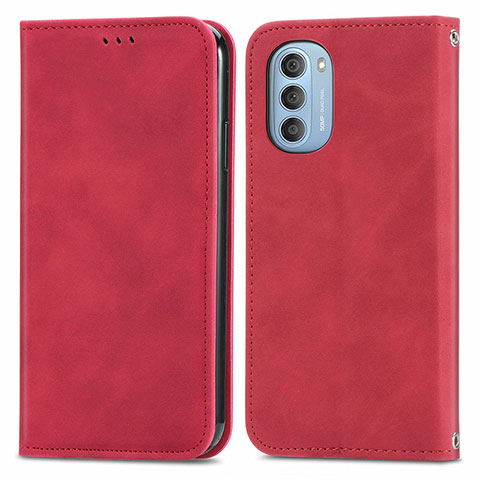 Custodia Portafoglio In Pelle Cover con Supporto S04D per Motorola Moto G51 5G Rosso