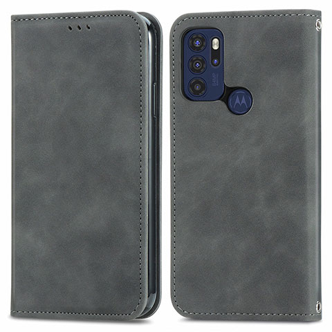 Custodia Portafoglio In Pelle Cover con Supporto S04D per Motorola Moto G60s Grigio