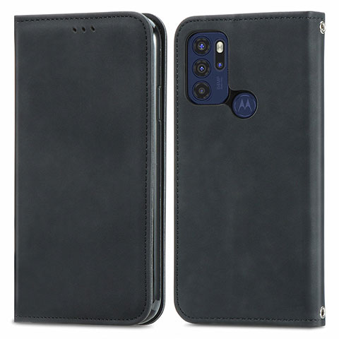 Custodia Portafoglio In Pelle Cover con Supporto S04D per Motorola Moto G60s Nero