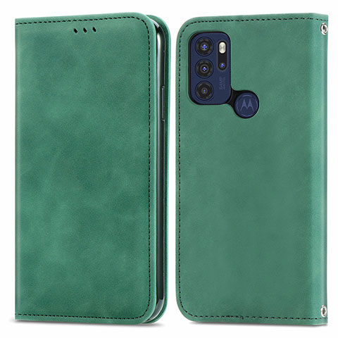 Custodia Portafoglio In Pelle Cover con Supporto S04D per Motorola Moto G60s Verde