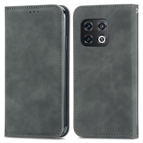 Custodia Portafoglio In Pelle Cover con Supporto S04D per OnePlus 10 Pro 5G Grigio