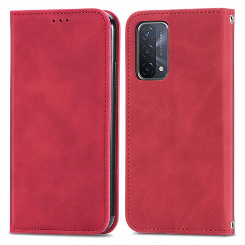 Custodia Portafoglio In Pelle Cover con Supporto S04D per OnePlus Nord N200 5G Rosso