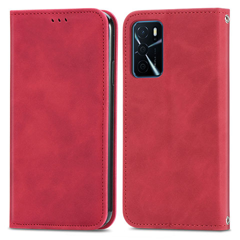 Custodia Portafoglio In Pelle Cover con Supporto S04D per Oppo A16 Rosso