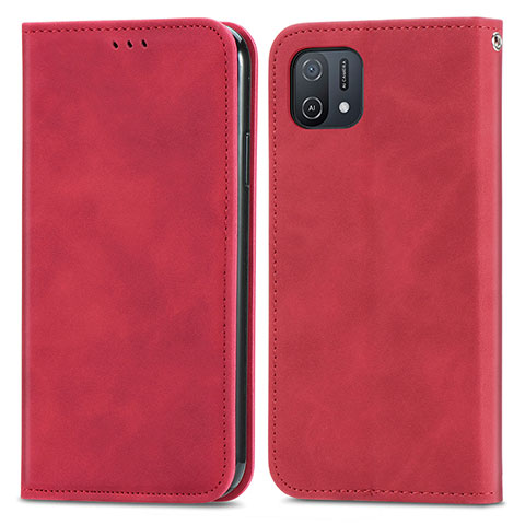 Custodia Portafoglio In Pelle Cover con Supporto S04D per Oppo A16K Rosso