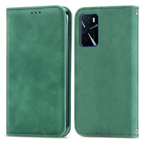 Custodia Portafoglio In Pelle Cover con Supporto S04D per Oppo A16s Verde