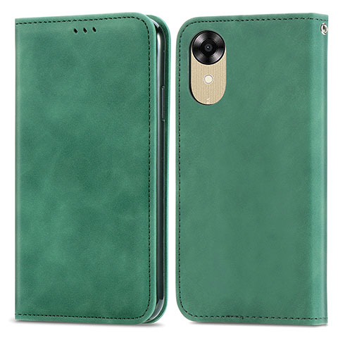 Custodia Portafoglio In Pelle Cover con Supporto S04D per Oppo A17K Verde