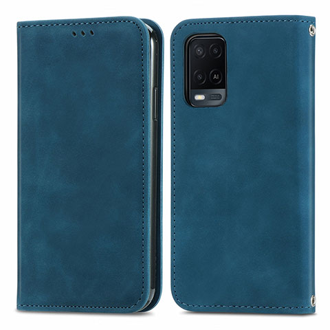 Custodia Portafoglio In Pelle Cover con Supporto S04D per Oppo A54 4G Blu