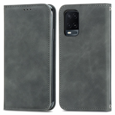 Custodia Portafoglio In Pelle Cover con Supporto S04D per Oppo A54 4G Grigio