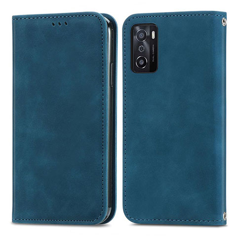 Custodia Portafoglio In Pelle Cover con Supporto S04D per Oppo A55S 5G Blu