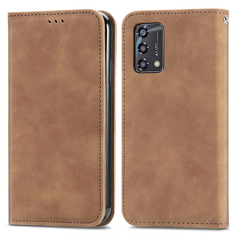 Custodia Portafoglio In Pelle Cover con Supporto S04D per Oppo A74 4G Marrone