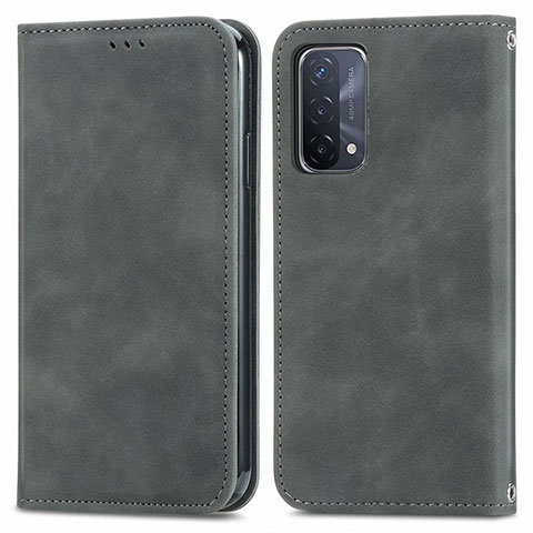 Custodia Portafoglio In Pelle Cover con Supporto S04D per Oppo A74 5G Grigio