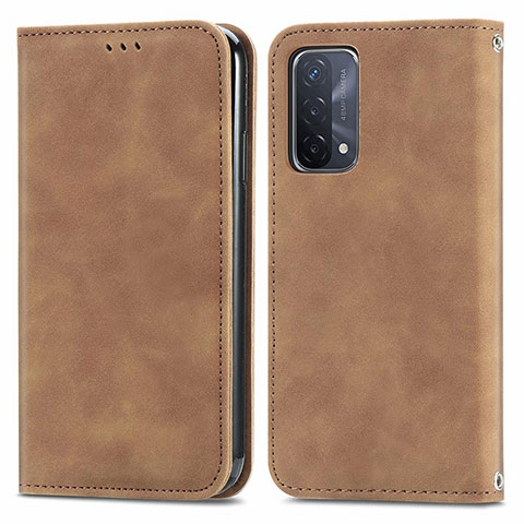 Custodia Portafoglio In Pelle Cover con Supporto S04D per Oppo A74 5G Marrone