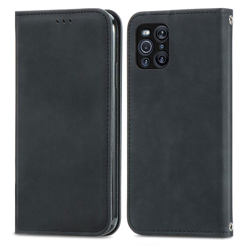 Custodia Portafoglio In Pelle Cover con Supporto S04D per Oppo Find X3 5G Nero