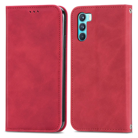 Custodia Portafoglio In Pelle Cover con Supporto S04D per Oppo K9 Pro 5G Rosso