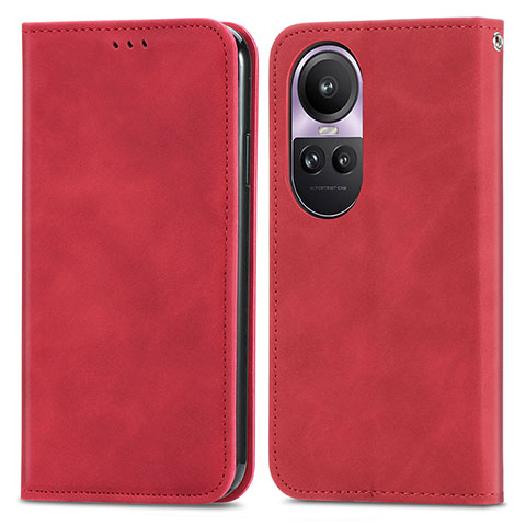 Custodia Portafoglio In Pelle Cover con Supporto S04D per Oppo Reno10 5G Rosso