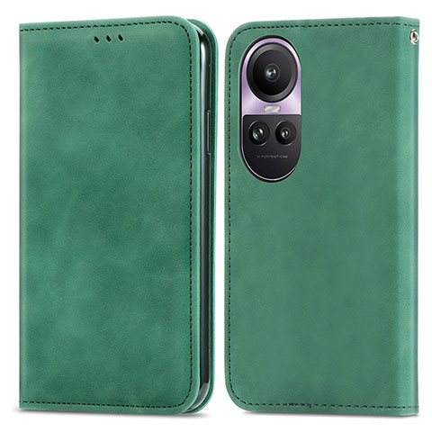 Custodia Portafoglio In Pelle Cover con Supporto S04D per Oppo Reno10 Pro 5G Verde