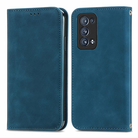 Custodia Portafoglio In Pelle Cover con Supporto S04D per Oppo Reno6 Pro 5G Blu