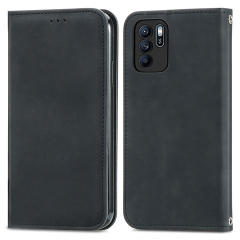 Custodia Portafoglio In Pelle Cover con Supporto S04D per Oppo Reno6 Z 5G Nero