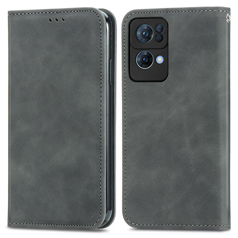 Custodia Portafoglio In Pelle Cover con Supporto S04D per Oppo Reno7 Pro 5G Grigio