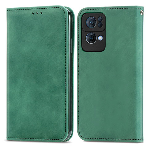 Custodia Portafoglio In Pelle Cover con Supporto S04D per Oppo Reno7 Pro 5G Verde