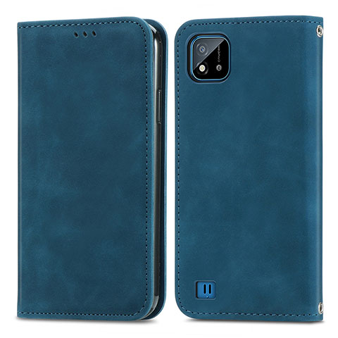 Custodia Portafoglio In Pelle Cover con Supporto S04D per Realme C11 (2021) Blu