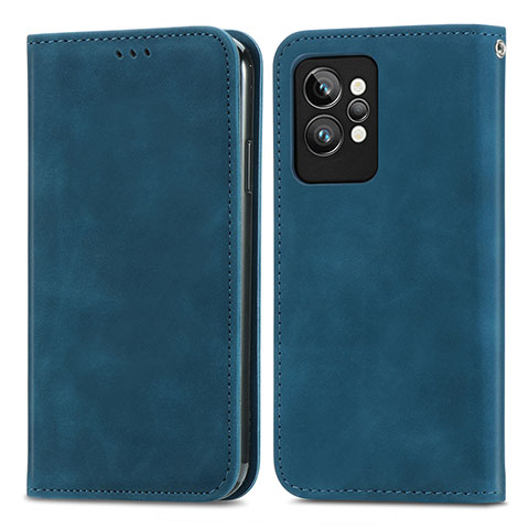 Custodia Portafoglio In Pelle Cover con Supporto S04D per Realme GT2 Pro 5G Blu