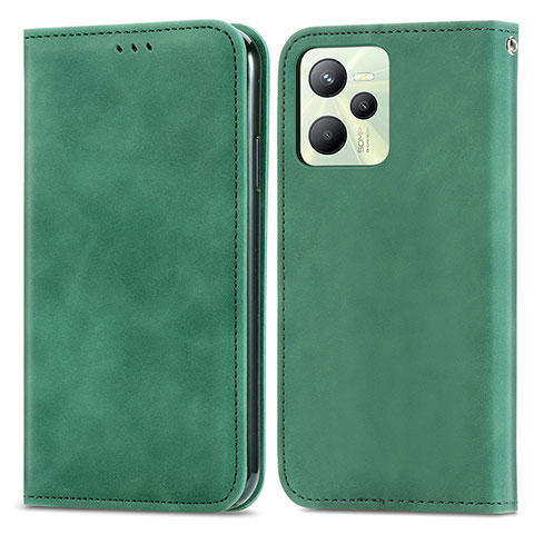 Custodia Portafoglio In Pelle Cover con Supporto S04D per Realme Narzo 50A Prime Verde