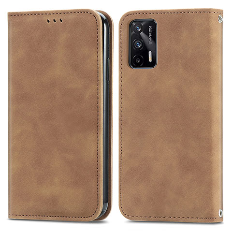 Custodia Portafoglio In Pelle Cover con Supporto S04D per Realme X7 Max 5G Marrone