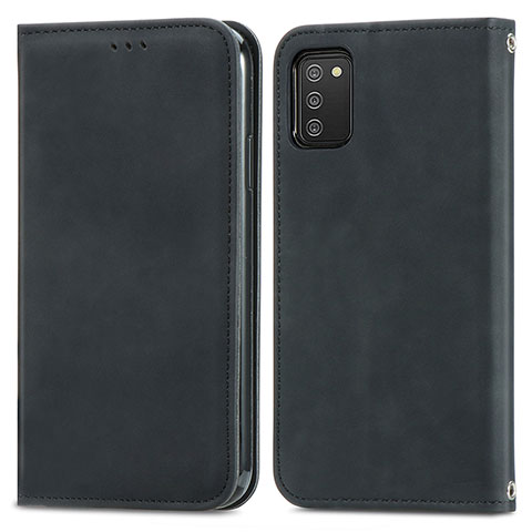 Custodia Portafoglio In Pelle Cover con Supporto S04D per Samsung Galaxy A02s Nero