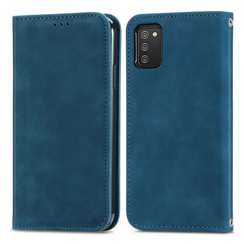 Custodia Portafoglio In Pelle Cover con Supporto S04D per Samsung Galaxy A03s Blu