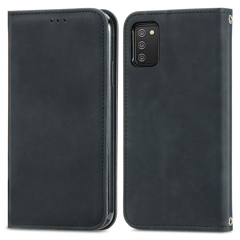 Custodia Portafoglio In Pelle Cover con Supporto S04D per Samsung Galaxy A03s Nero