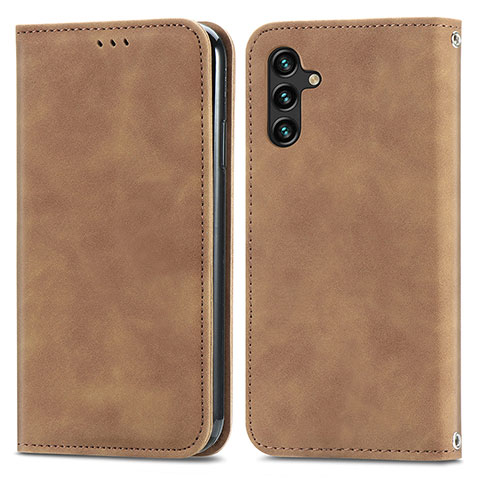 Custodia Portafoglio In Pelle Cover con Supporto S04D per Samsung Galaxy A04s Marrone