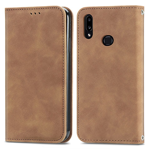 Custodia Portafoglio In Pelle Cover con Supporto S04D per Samsung Galaxy A10s Marrone