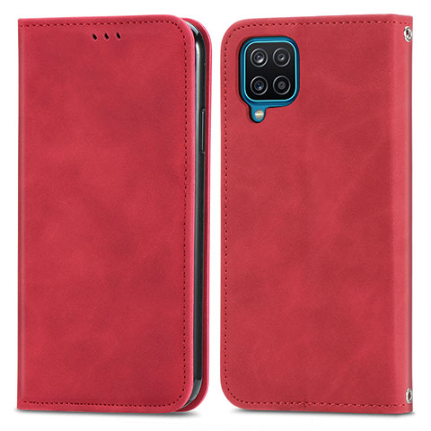 Custodia Portafoglio In Pelle Cover con Supporto S04D per Samsung Galaxy A12 5G Rosso