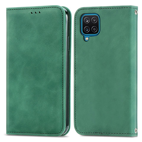 Custodia Portafoglio In Pelle Cover con Supporto S04D per Samsung Galaxy A12 Verde