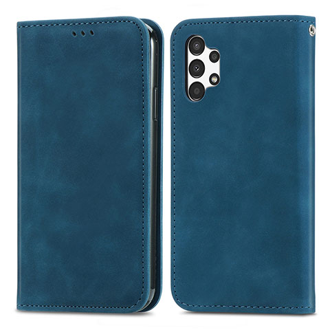 Custodia Portafoglio In Pelle Cover con Supporto S04D per Samsung Galaxy A13 4G Blu