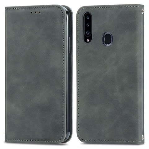 Custodia Portafoglio In Pelle Cover con Supporto S04D per Samsung Galaxy A20s Grigio