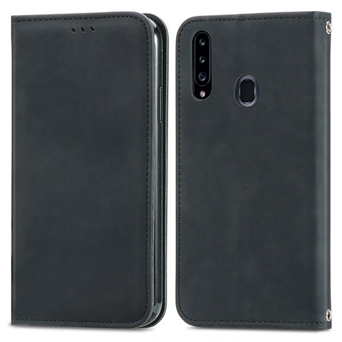 Custodia Portafoglio In Pelle Cover con Supporto S04D per Samsung Galaxy A20s Nero