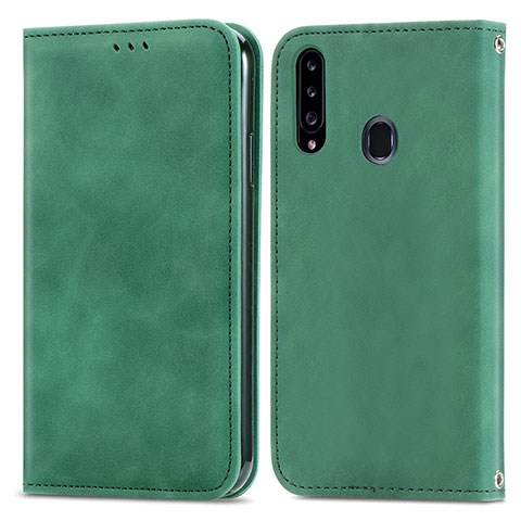 Custodia Portafoglio In Pelle Cover con Supporto S04D per Samsung Galaxy A20s Verde