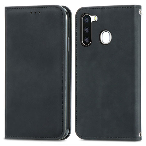 Custodia Portafoglio In Pelle Cover con Supporto S04D per Samsung Galaxy A21 European Nero