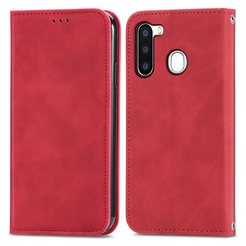 Custodia Portafoglio In Pelle Cover con Supporto S04D per Samsung Galaxy A21 European Rosso