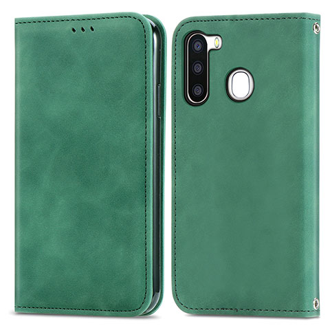 Custodia Portafoglio In Pelle Cover con Supporto S04D per Samsung Galaxy A21 European Verde