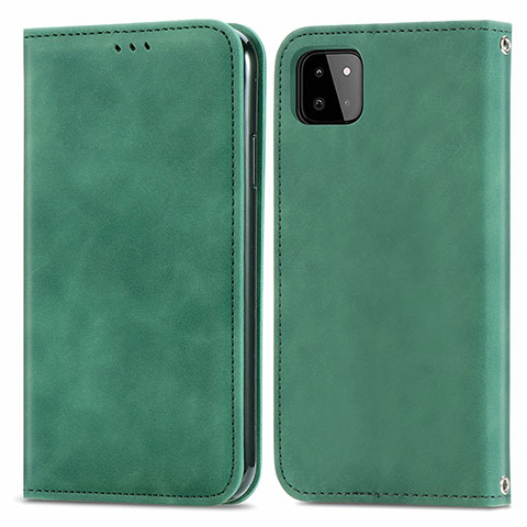 Custodia Portafoglio In Pelle Cover con Supporto S04D per Samsung Galaxy A22s 5G Verde