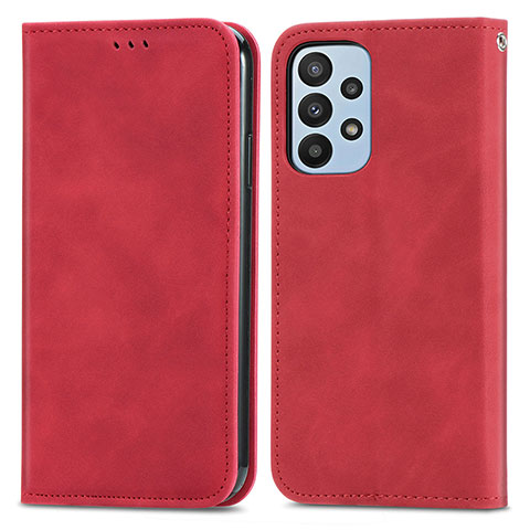 Custodia Portafoglio In Pelle Cover con Supporto S04D per Samsung Galaxy A23 4G Rosso