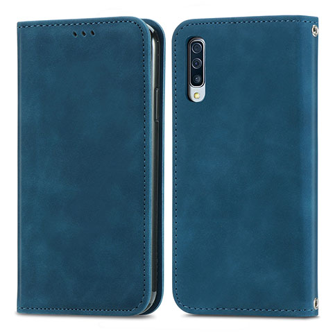 Custodia Portafoglio In Pelle Cover con Supporto S04D per Samsung Galaxy A30S Blu